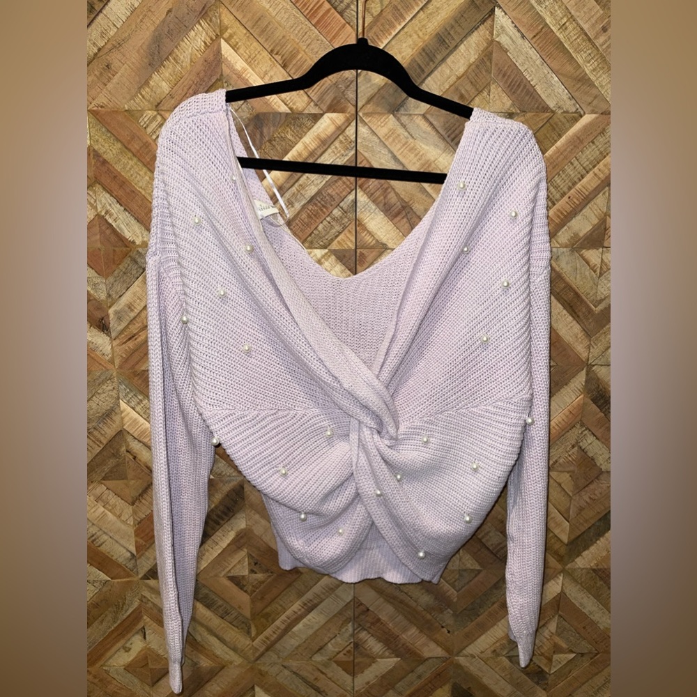 Jessica Simpson Twist Back Pearl Sweater - Picture 3 of 7